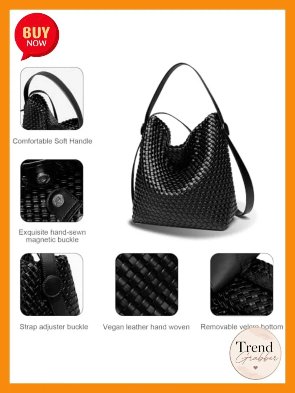 Large Woven Tote Bag Vegan Leather Shoulder Bag Fashion Travel Shopper Top